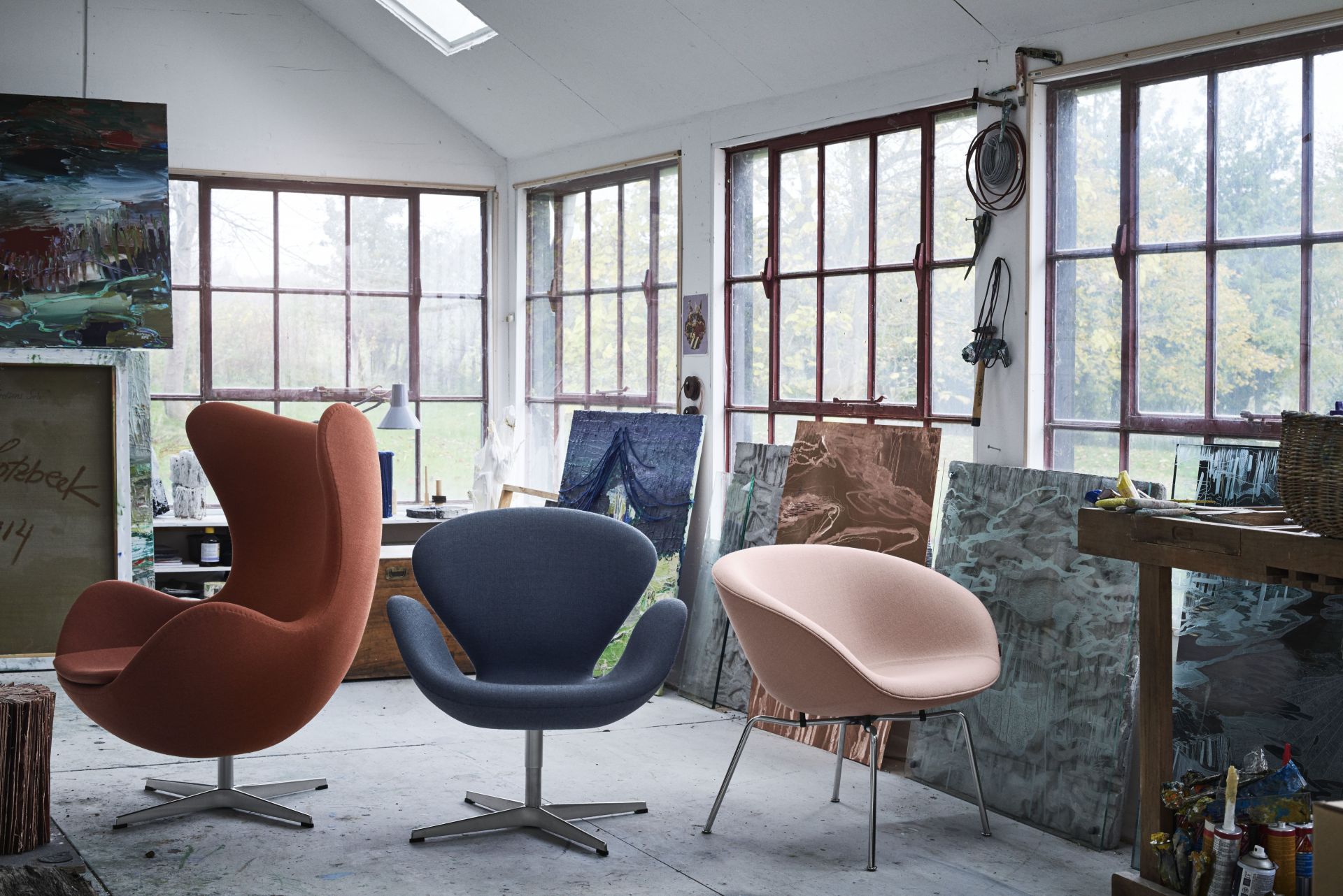 Egg Chair with Stool Re-wool Textile Fabric Fritz Hansen Egg Chair with Stool Re-wool Textile Fabric Fritz Hansen